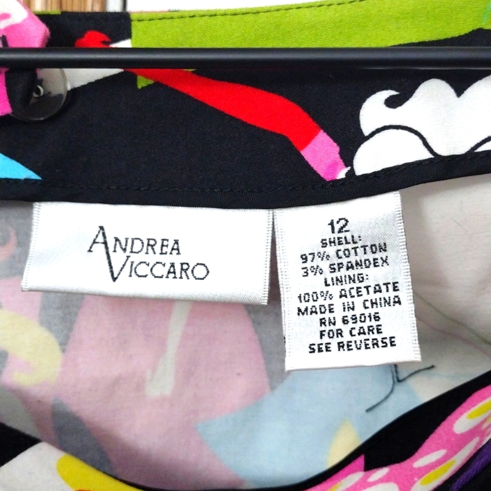 ANDREA VICCARO Cotton Stretch Multi-Colored Pencil Embellished Skirt Size 12 - Picture 9 of 9